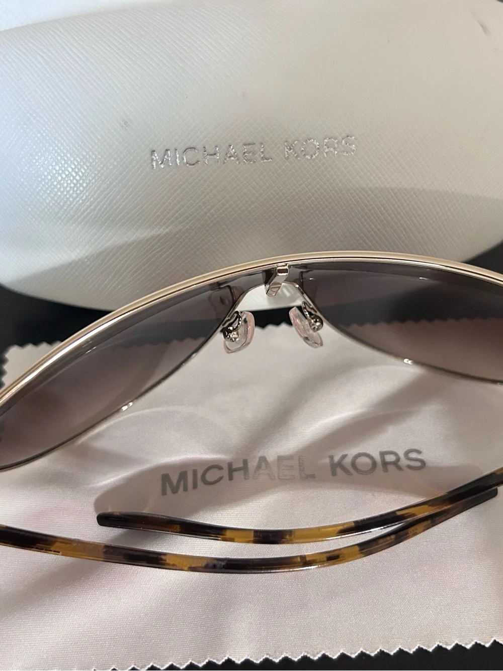 Michael Kors Oversized Shield Aviator Sunglasses – Gold & Black 🖤✨